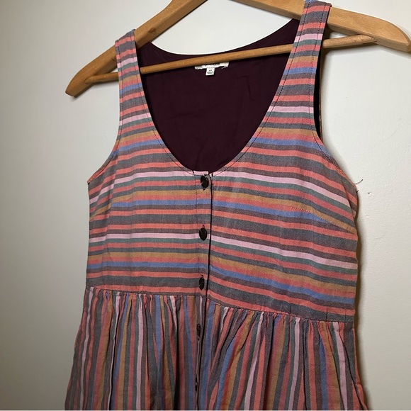 Madewell Scoopneck Tank Dress in Rainbow Stripe Size XS - Picture 6 of 16
